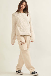 Peaceful Feeling Popcorn Knit Sweater - ShopPromesa