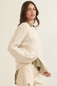 Peaceful Feeling Popcorn Knit Sweater - ShopPromesa