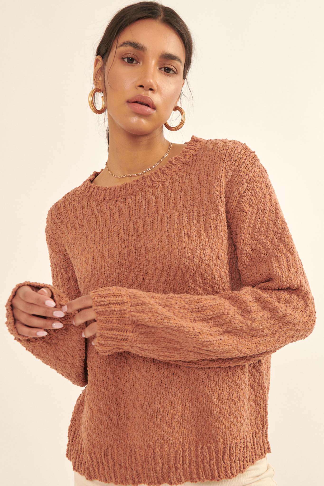 Peaceful Feeling Popcorn Knit Sweater - ShopPromesa