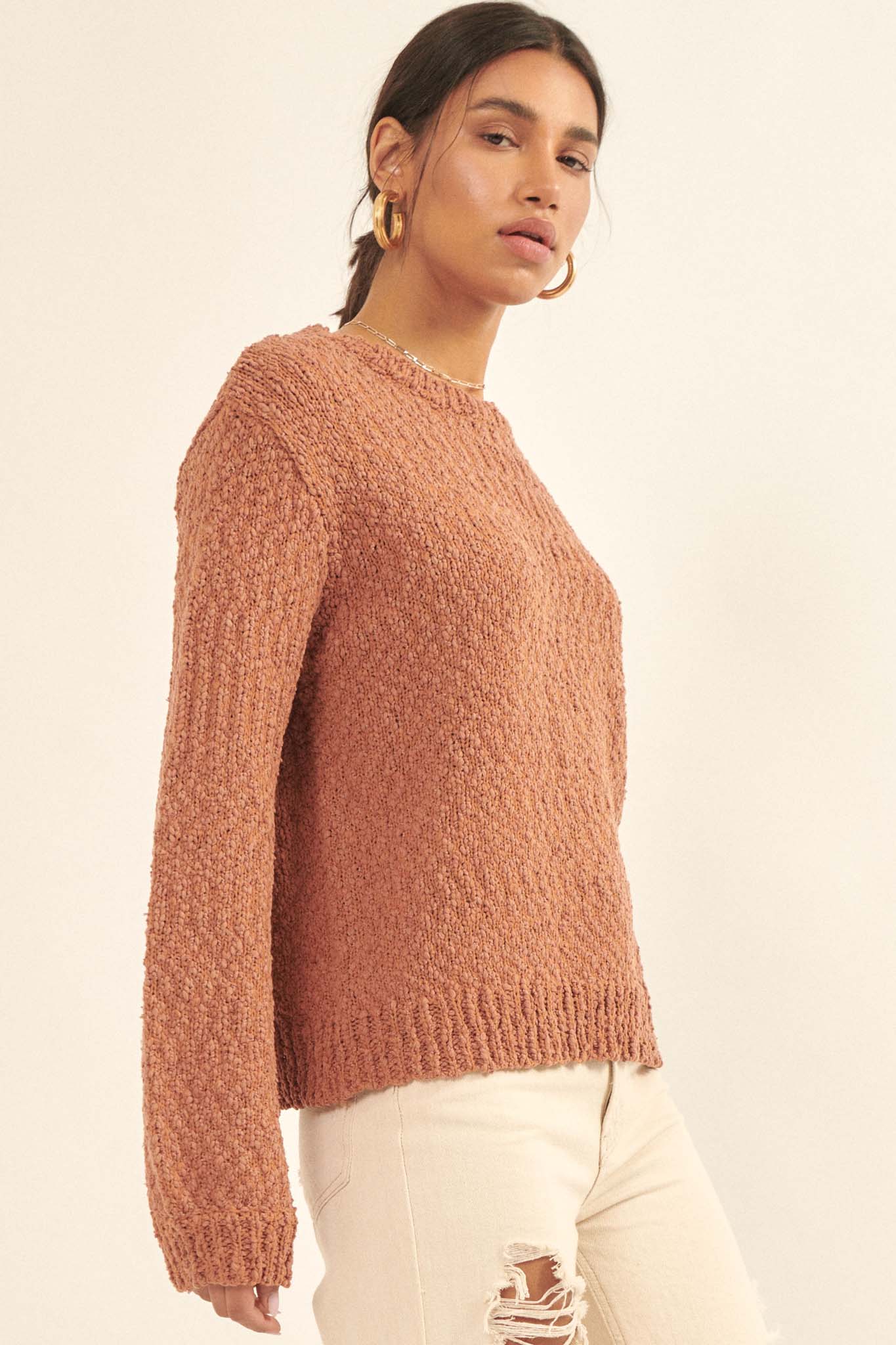 Peaceful Feeling Popcorn Knit Sweater - ShopPromesa