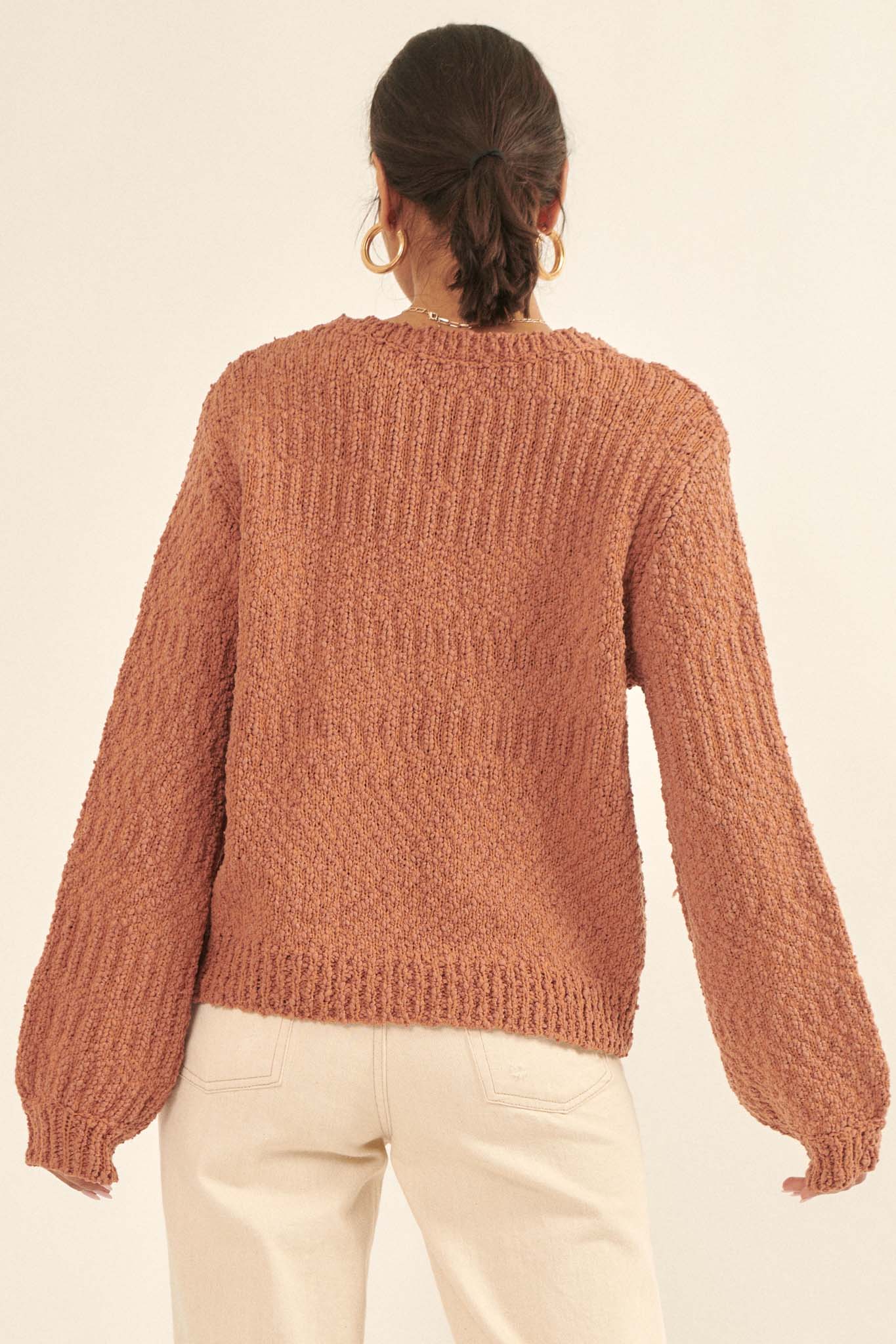 Peaceful Feeling Popcorn Knit Sweater - ShopPromesa