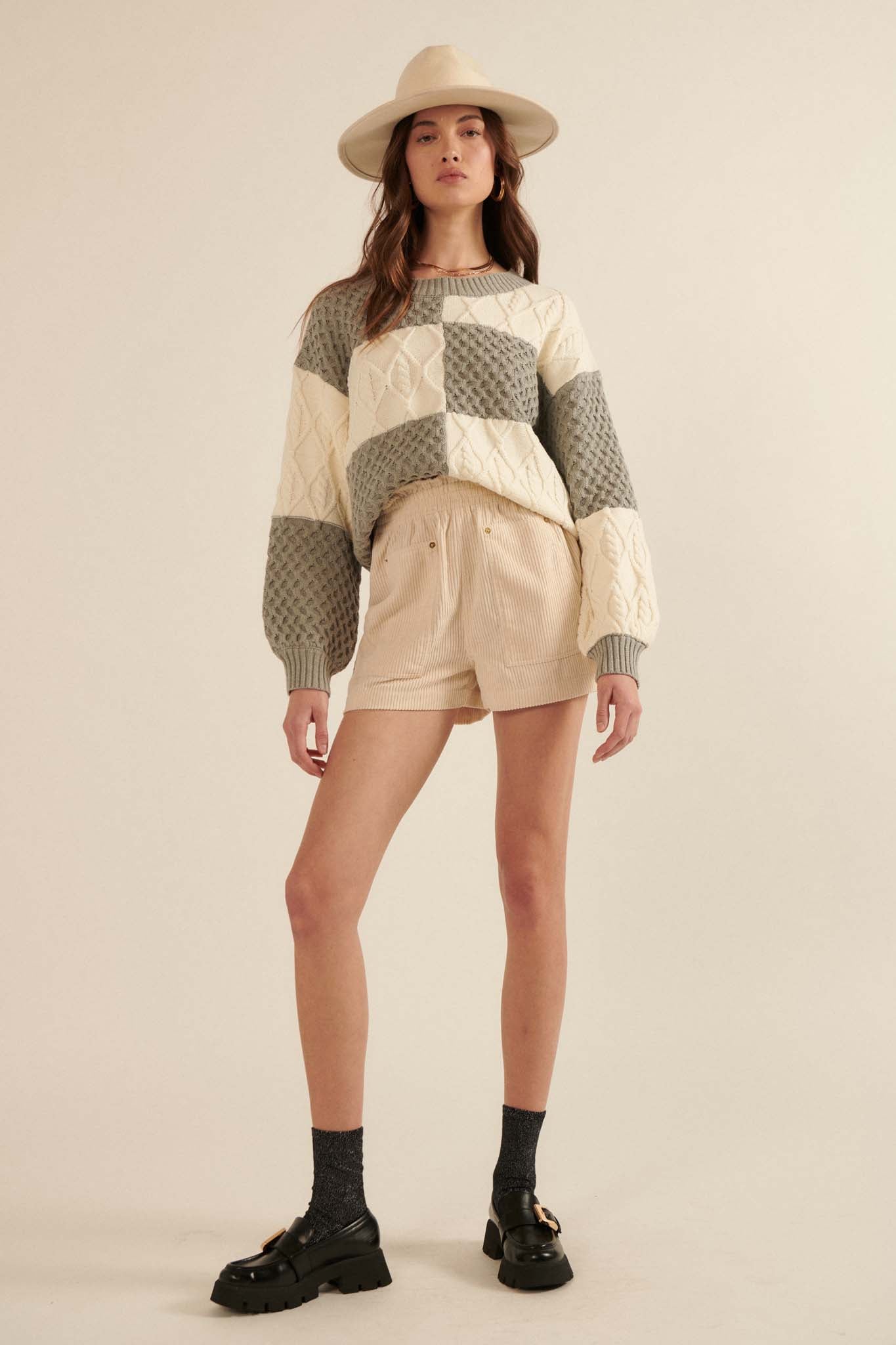 Queen's Gambit Cable Knit Checkerboard Sweater - ShopPromesa