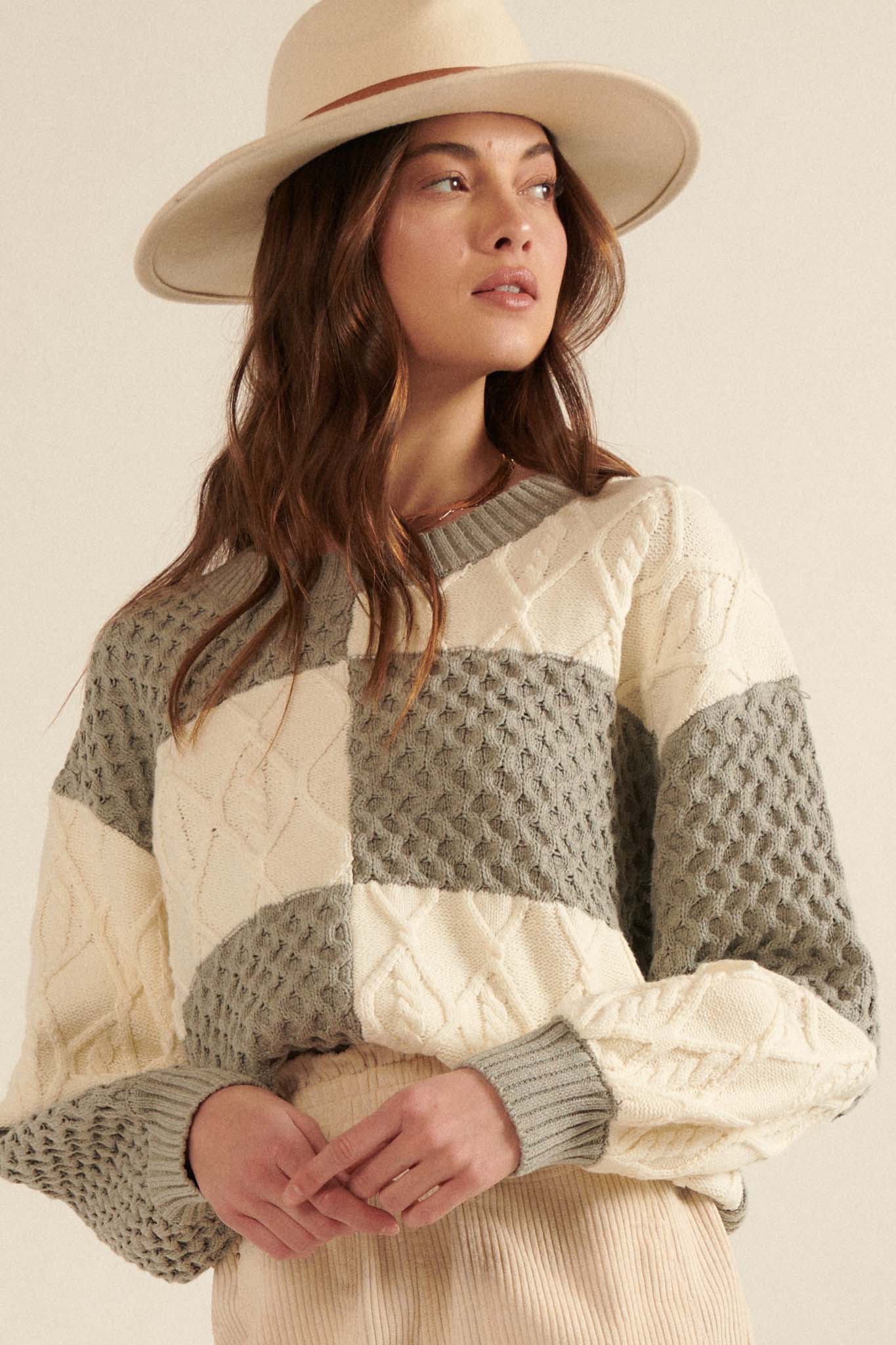 Queen's Gambit Cable Knit Checkerboard Sweater - ShopPromesa