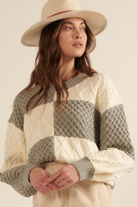 Queen's Gambit Cable Knit Checkerboard Sweater - ShopPromesa