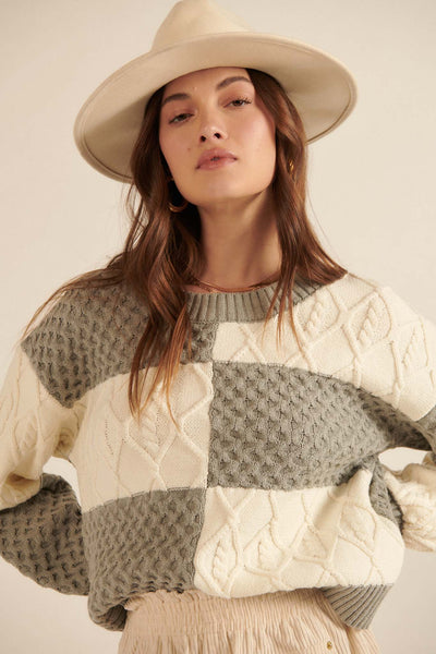 Queen's Gambit Cable Knit Checkerboard Sweater - ShopPromesa