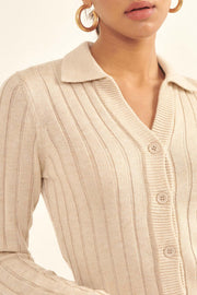 Dear Diary Keyhole-Back Cardigan Sweater Dress - ShopPromesa