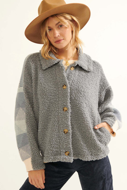 Mountain Mists Faux Shearling Sweater Jacket - ShopPromesa