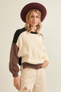 Good Earth Colorblock Exposed-Seam Sweater - ShopPromesa