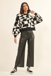Queen's Row Abstract Checkerboard Sweater - ShopPromesa