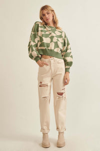 Queen's Row Abstract Checkerboard Sweater - ShopPromesa