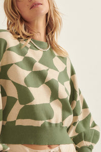 Queen's Row Abstract Checkerboard Sweater - ShopPromesa