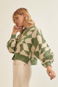 Queen's Row Abstract Checkerboard Sweater - ShopPromesa