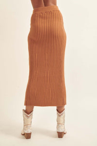 Warm Soul Buttoned Rib-Knit Midi Sweater Skirt - ShopPromesa