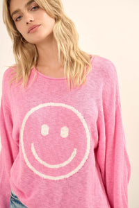 Smile a While Smiley Face Graphic Sweater - ShopPromesa