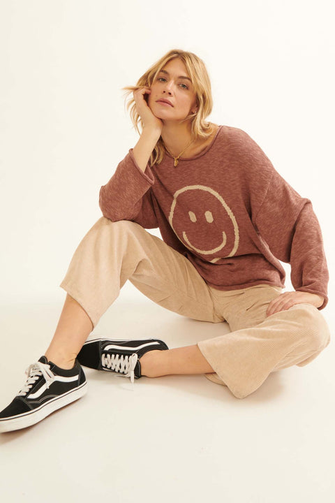 Happy Hour Smiley Face Graphic Sweater