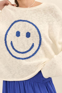 Smile a While Smiley Face Graphic Sweater - ShopPromesa