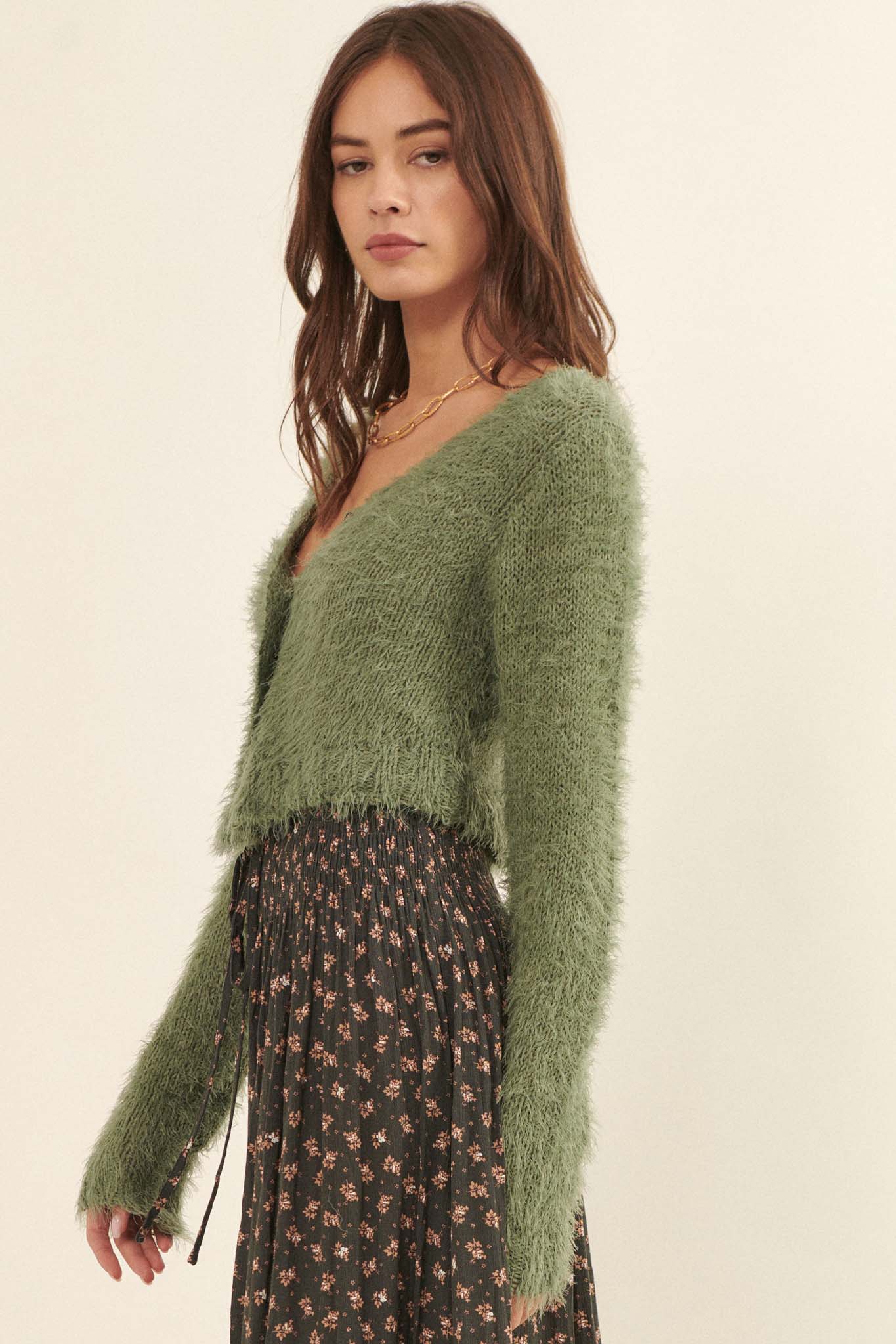 Cuddle Closer Solid Furry Knit Cardigan - ShopPromesa