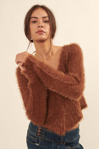 Cuddle Closer Solid Furry Knit Cardigan - ShopPromesa