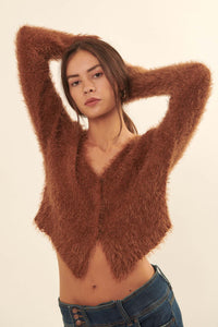 Cuddle Closer Solid Furry Knit Cardigan - ShopPromesa