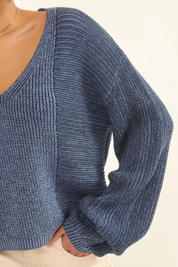 Good Vibes Two-Tone V-Neck Sweater - ShopPromesa