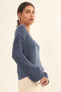 Good Vibes Two-Tone V-Neck Sweater - ShopPromesa