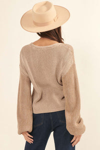 Good Vibes Two-Tone V-Neck Sweater - ShopPromesa