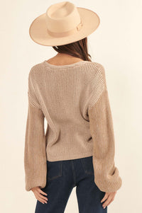 Good Vibes Two-Tone V-Neck Sweater - ShopPromesa