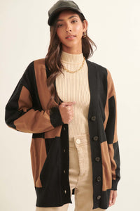 Modern Icon Colorblock Button-Front Cardigan - ShopPromesa