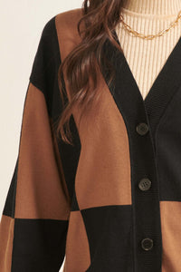 Modern Icon Colorblock Button-Front Cardigan - ShopPromesa