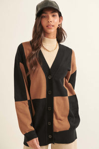 Modern Icon Colorblock Button-Front Cardigan - ShopPromesa