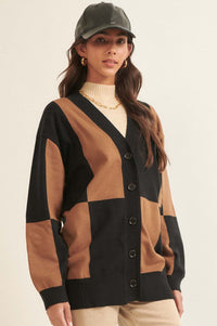 Modern Icon Colorblock Button-Front Cardigan - ShopPromesa