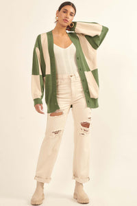 Modern Icon Colorblock Button-Front Cardigan - ShopPromesa