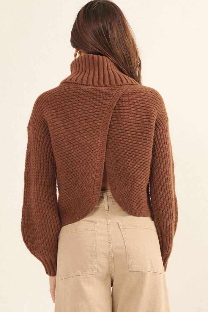 Back to You Surplice-Back Turtleneck Sweater - ShopPromesa