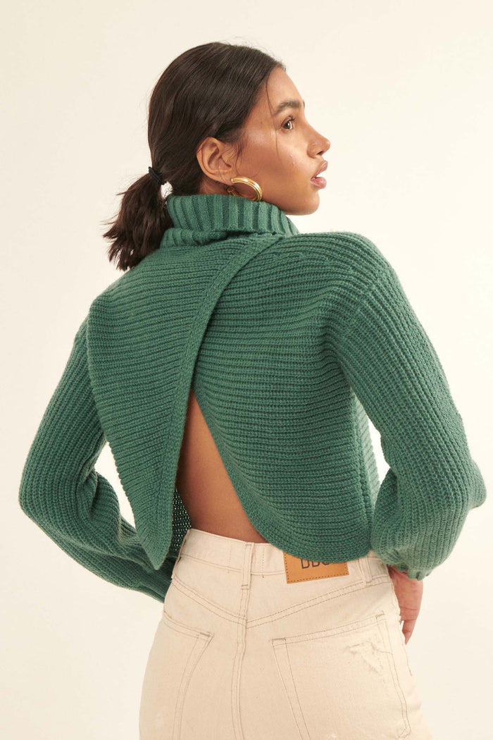 Back to You Surplice-Back Turtleneck Sweater - ShopPromesa