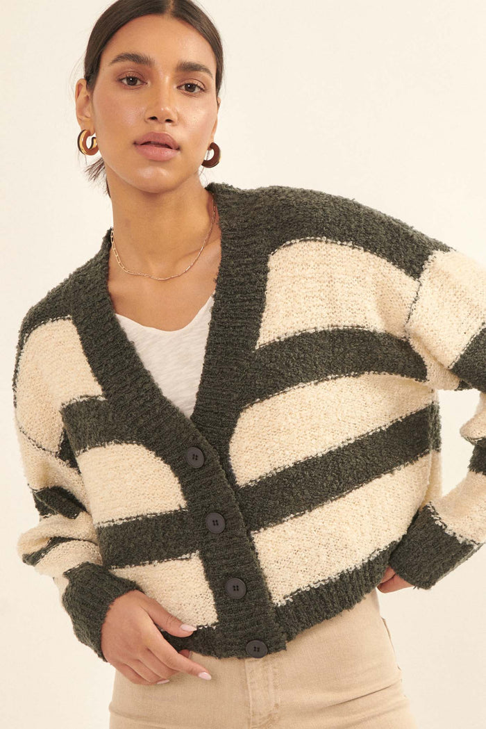 Between the Lines Striped Cropped Cardigan - ShopPromesa