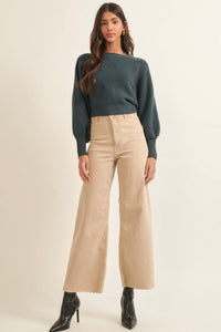 Fine Lines Cropped Rib-Knit Boatneck Sweater - ShopPromesa