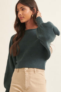 Fine Lines Cropped Rib-Knit Boatneck Sweater - ShopPromesa