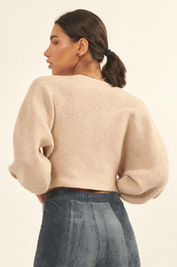 Fine Lines Cropped Rib-Knit Boatneck Sweater - ShopPromesa