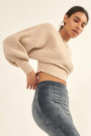 Fine Lines Cropped Rib-Knit Boatneck Sweater - ShopPromesa