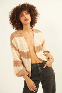 Pause and Reset Striped Popcorn Knit Cardigan - ShopPromesa