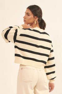 Lesson Learned Striped V-Neck Cropped Sweater - ShopPromesa