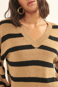 Lesson Learned Striped V-Neck Cropped Sweater - ShopPromesa