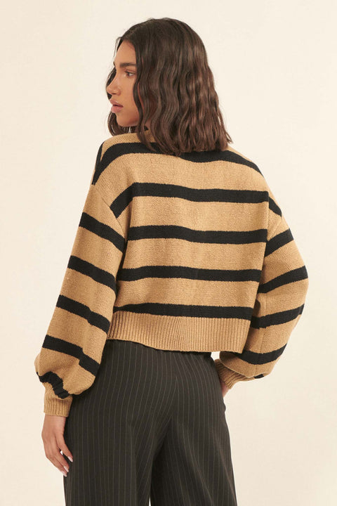 Lesson Learned Striped V-Neck Cropped Sweater - ShopPromesa