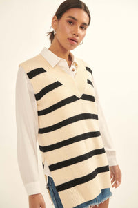 Smart Move Oversized Striped Sweater Vest - ShopPromesa