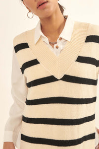 Smart Move Oversized Striped Sweater Vest - ShopPromesa