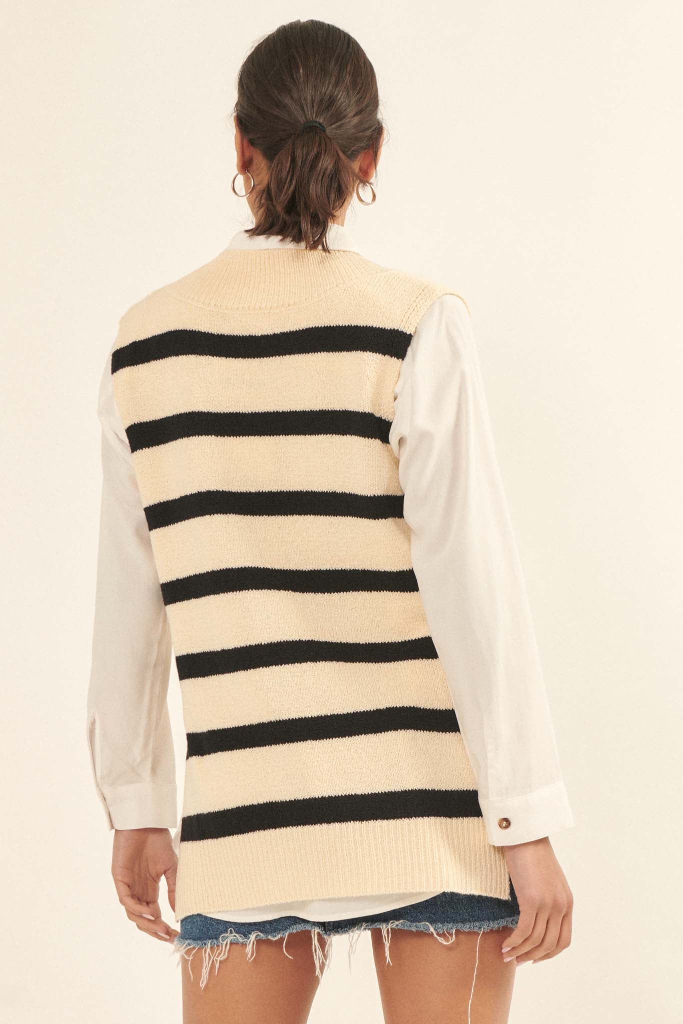 Smart Move Oversized Striped Sweater Vest - ShopPromesa