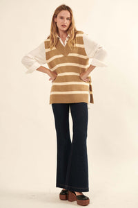 Smart Move Oversized Striped Sweater Vest - ShopPromesa