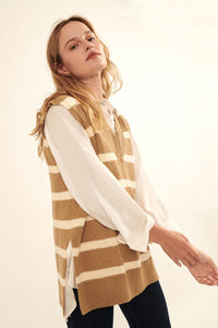 Smart Move Oversized Striped Sweater Vest - ShopPromesa