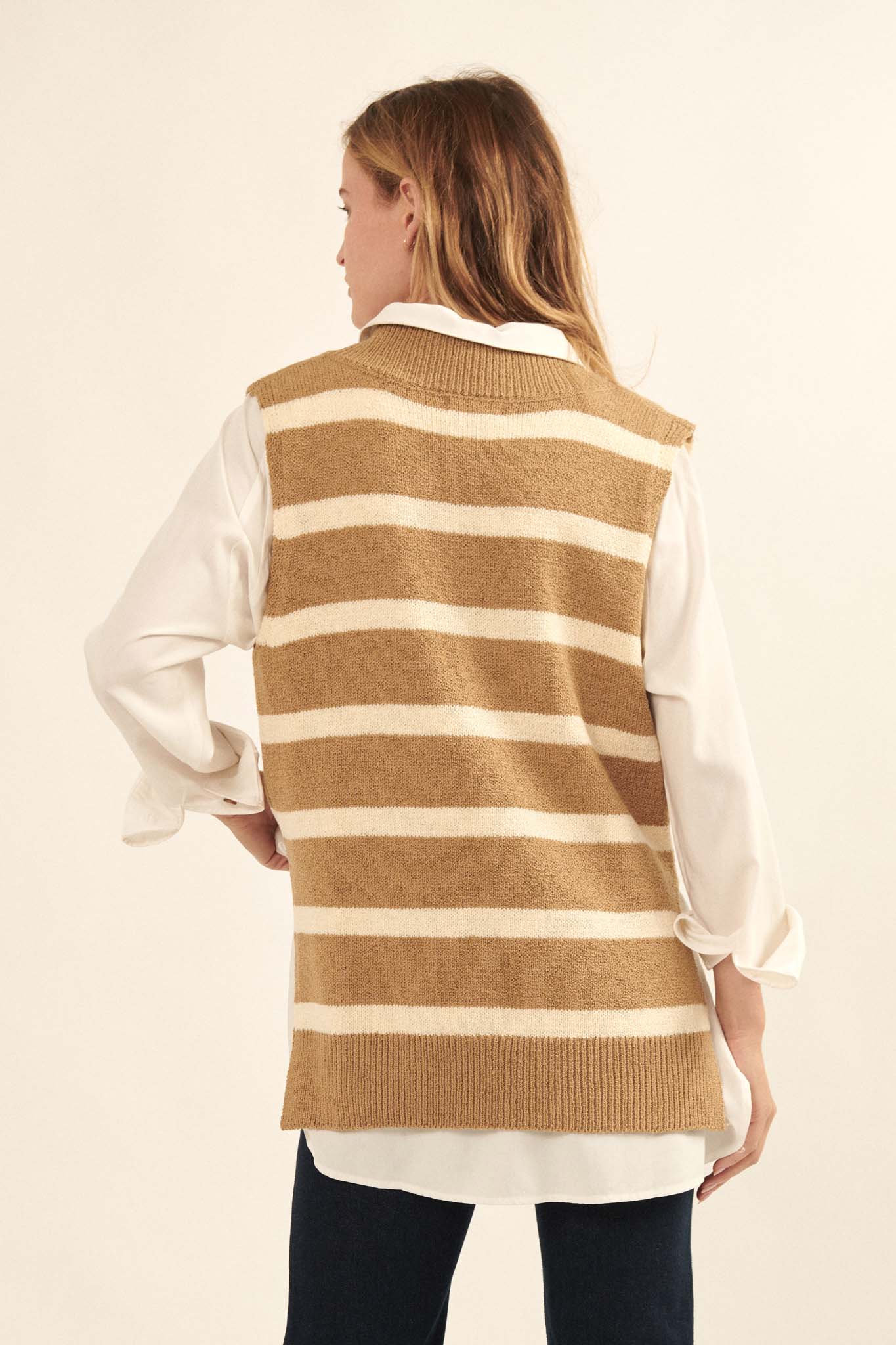 Smart Move Oversized Striped Sweater Vest - ShopPromesa