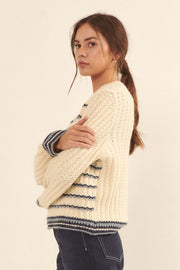 Sea Change Embroidered Crochet Knit Sweater - ShopPromesa